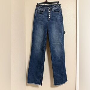 NWOT Judy Blue High Rise Straight Wide Leg Raw Hem Jeans